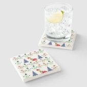 Weihnachts-Marmorstein-Untersetzer, Snowman Steinuntersetzer (Seitenansicht)