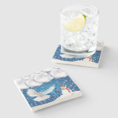 Weihnachts-Marmorstein-Untersetzer, Snowman Steinuntersetzer (Seitenansicht)