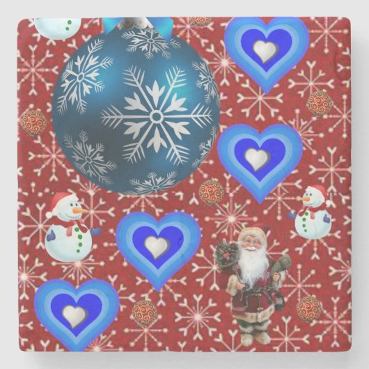 Weihnachts-Marmorstein-Untersetzer, Snowman Steinuntersetzer (Vorderseite)