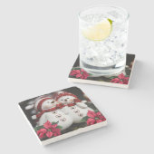Weihnachts-Marmorstein-Untersetzer, Snowman Steinuntersetzer (Seitenansicht)