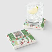 Weihnachts-Marmorstein-Untersetzer, Snowman Steinuntersetzer (Seitenansicht)