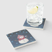 Weihnachts-Marmorstein-Untersetzer, Snowman Steinuntersetzer (Seitenansicht)