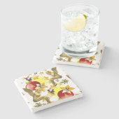 Weihnachts-Marmorstein-Untersetzer, Weihnachtsgel Steinuntersetzer (Seitenansicht)