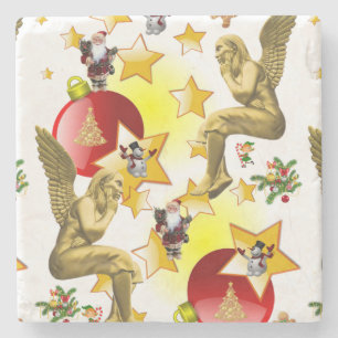 Weihnachts-Marmorstein-Untersetzer, Weihnachtsgel Steinuntersetzer