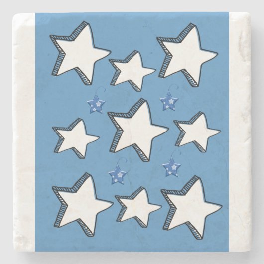 Weihnachts-Marmorstein-Untersetzer, Weiße Sterne Steinuntersetzer (Vorderseite)