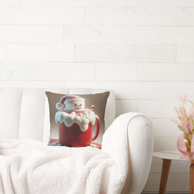 Weihnachts-Marshmallow-Schneemann in heißer Schoko Kissen (Liege)