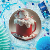 Weihnachts-Marshmallow-Schneemann in heißer Schoko Pappteller (Party)