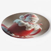 Weihnachts-Marshmallow-Schneemann in heißer Schoko Pappteller (Schrägansicht)