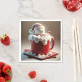 Weihnachts-Marshmallow-Schneemann in heißer Schoko Serviette (Beispiel)