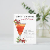 Weihnachts Martini Cocktail Rezept Getränk Postkarte (Stehend Vorderseite)
