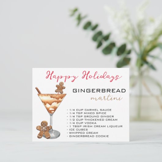 Weihnachts Martini Cocktail Rezept Gingerbrei Postkarte (Stehend Vorderseite)