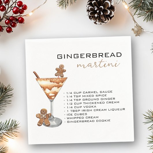 Weihnachts Martini Cocktail Rezept Gingerbrei Serviette