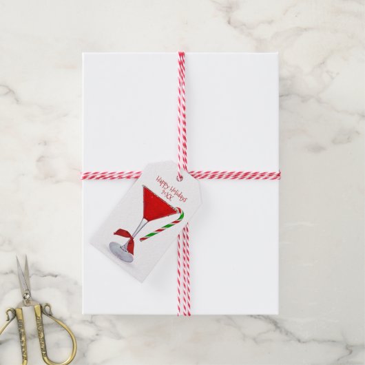 Weihnachts-Martini-Glas mit Bow Geschenkanhänger (Mit Garn)