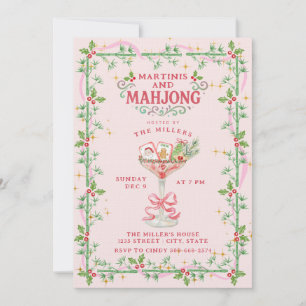 Weihnachts-Martinis und Mahjong-Party Einladung