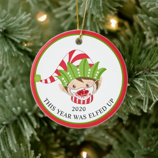 Weihnachts-Maske Elf 2020 Keramik Ornament (Baum)