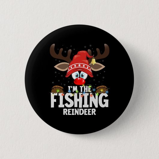 Weihnachts-Matching Ich bin das fischende Rentier Button (Vorderseite)