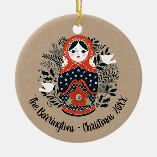 Weihnachts-Matryoshka-Ornament Keramik Ornament (Vorne)
