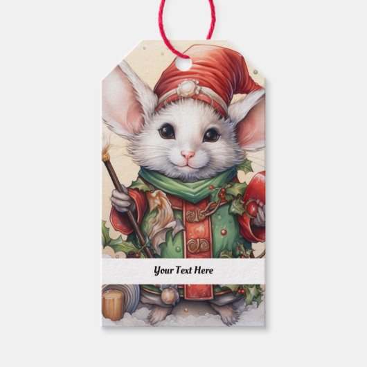 Weihnachts-Maus 49 Ihr Text hier Geschenkanhänger (Vorderseite)