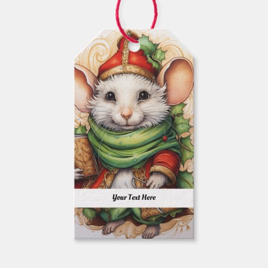 Weihnachts-Maus 5 Ihr Text hier Geschenkanhänger (Vorderseite)