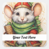 Weihnachts-Maus 5 Ihr Text hier Quadratischer Aufkleber (Vorderseite)