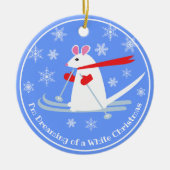 Weihnachts-Maus auf Skis-Sondertext Keramik Ornament (Vorne)