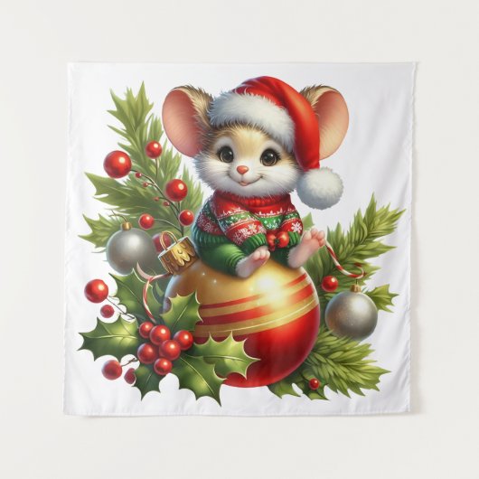 Weihnachts-Maus-Tapestry Wandteppich (Vorderseite)