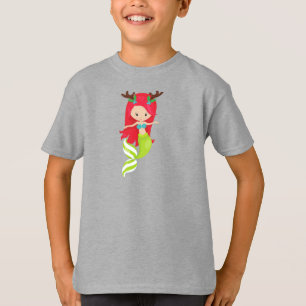 Weihnachts-Meerjungfrau, Antler, Mistletoe, Weihna T-Shirt