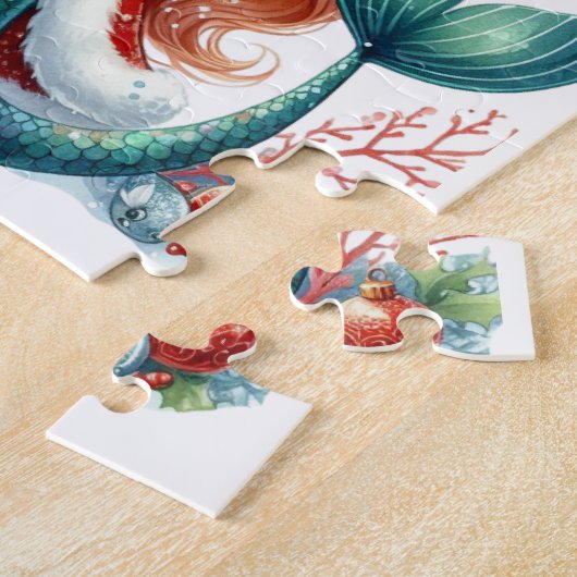 Weihnachts-Meerjungfrau-Puzzle - bearbeitbarer Tex Puzzle (Seite)