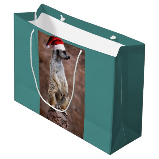 Weihnachts MeerKat Große Geschenktüte (Vorderseite Schrägansicht)