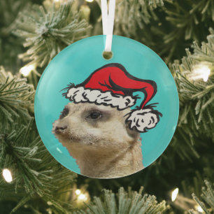 Weihnachts Meerkat Maßgeschneidertes Glas Ornament