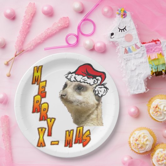 Weihnachts Meerkat Merry Xmas Rundpapier Platte Pappteller (Party)