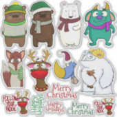 Weihnachts-Menagerie-Aufkleberbogen Aufkleber (Vorderseite)