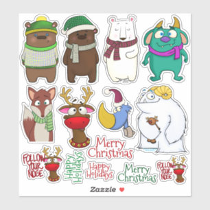 Weihnachts-Menagerie-Aufkleberbogen Aufkleber