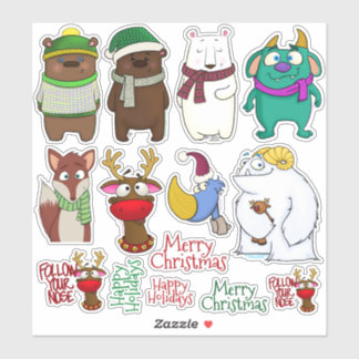 Weihnachts-Menagerie-Aufkleberbogen Aufkleber