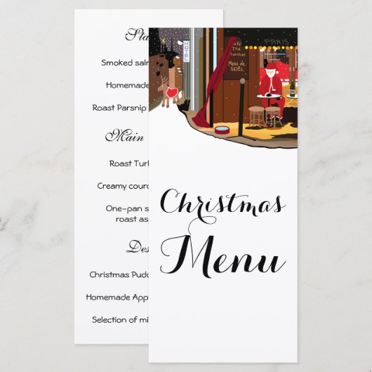 Weihnachts-Menü in Paris Menükarte (Vorne/Hinten)