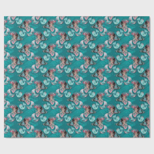 Weihnachts-Mermaid & Freunde Geschenkpapier (Flach)