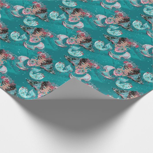 Weihnachts-Mermaid & Freunde Geschenkpapier (Ecke)