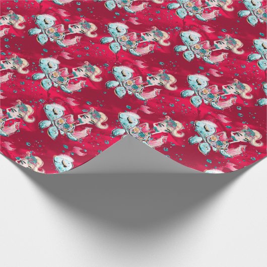 Weihnachts-Mermaid & Freunde Geschenkpapier (Ecke)