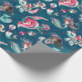 Weihnachts-Mermaid & Freunde Geschenkpapier (Ecke)