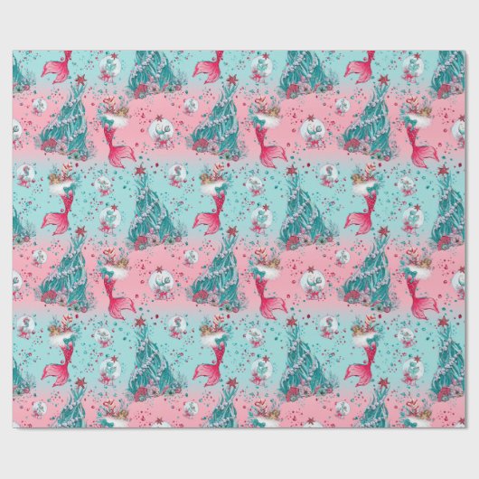 Weihnachts-Mermaid & Freunde Geschenkpapier (Flach)
