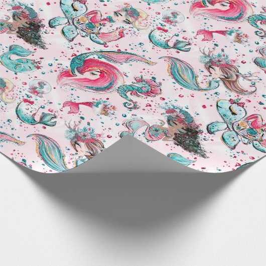 Weihnachts-Mermaid & Freunde Geschenkpapier (Ecke)