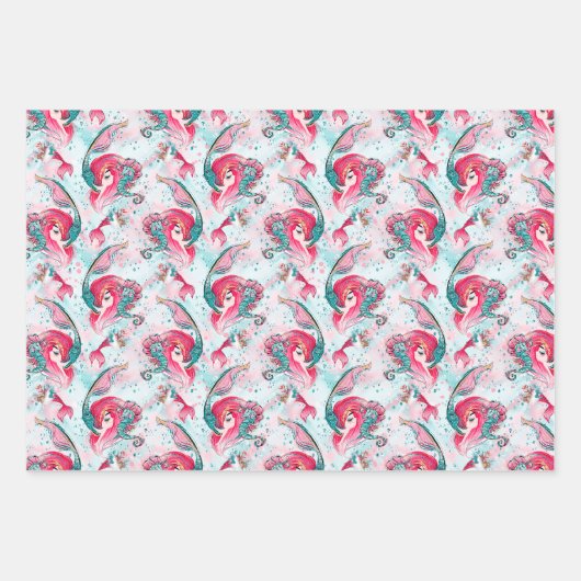 Weihnachts-Mermaid & Freunde Geschenkpapier Set (Vorderseite)