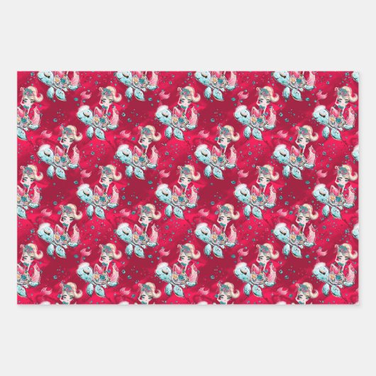 Weihnachts-Mermaid & Freunde Geschenkpapier Set (Vorderseite 3)