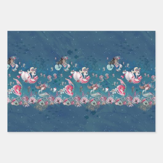 Weihnachts-Mermaid & Freunde Geschenkpapier Set (Vorderseite)