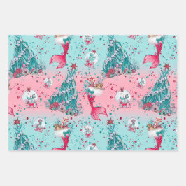 Weihnachts-Mermaid & Freunde Geschenkpapier Set