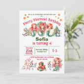 Weihnachts-Mermaid Geburtstagsparty Einladung (Stehend Vorderseite)