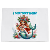 Weihnachts-Mermaid-Geschenktasche - Bearbeitbarer Große Geschenktüte (Vorderseite)