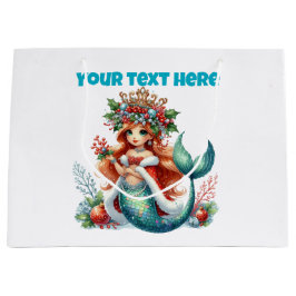 Weihnachts-Mermaid-Geschenktasche - Bearbeitbarer  Große Geschenktüte