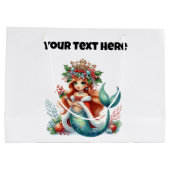 Weihnachts-Mermaid-Geschenktasche - Bearbeitbarer Große Geschenktüte (Rückseite)