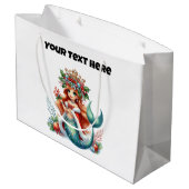 Weihnachts-Mermaid-Geschenktasche - Bearbeitbarer Große Geschenktüte (Rückseite Schrägansicht)
